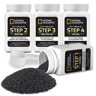 Afbeelding van National Geographic Rock Tumbler Grit en Polish Refill Kit Tumbling Media, polijst tot 9 kg rotsen, werkt met elke Machine of Stone Polijstmachine, Supplies