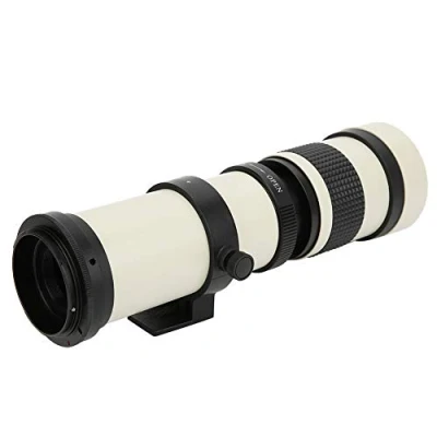 Afbeelding van Telescooplens, wit met 420 800 MM supertelezoom F/8.3 16 Handmatige scherpstelling telelens voor Canon EF vattingcamera Aluminium behuizing, telezoomlens