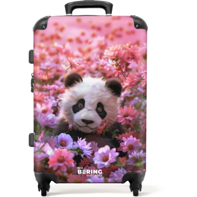 Afbeelding van NoBoringSuitcases.com® Kinderkoffer groot Kindertrolley koffer Panda Bloemen Rolkoffer lichtgewicht Reiskoffer met 4 wielen Grote trolley XL 20 kg bagage