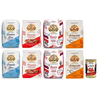 Afbeelding van Testpakket Farina Molino Caputo Intergraale Pizzeria Classica Cuoco Pizzameel Meel (8 x 1 kg) + Italiaanse gourmet polpa 400 g