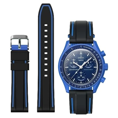 Afbeelding van Stanchev Bandje voor Omega X Swatch MoonSwatch/Rolex Horloge/SEIKO Horloge 20 mm, Snelsluiting Moonswatch Speedmaster Horlogebandje Vervanging Zacht Silicone