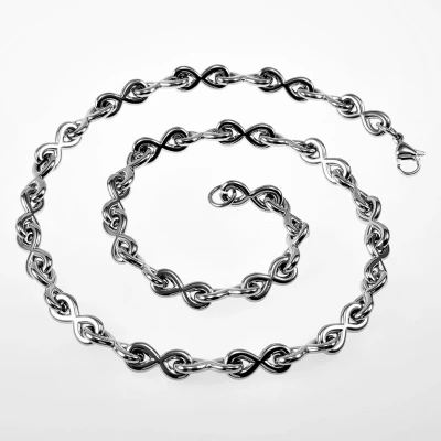 Afbeelding van 56cm x 8,5mm Halsketting Dames Oneindigheids Ketting Stalen Zilverkleur Infinity Schakelketting