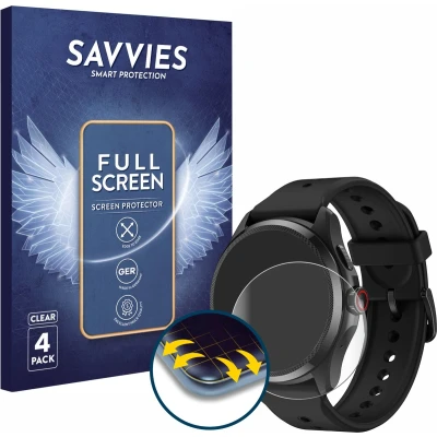 Afbeelding van Savvies (4 Stuks) Full Screen Scherm Beschermfolie voor Mobvoi TicWatch Pro 5 Cover Protector 3D Curved [Edge to Edge, Ultra Clear]