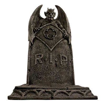 Afbeelding van Design Toscano De vampierdemon Halloween grafsteen gothic decoratie begraafplaatsbeeld, polyresin, steengrijs, 56 cm