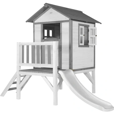 Afbeelding van AXI Speelhuis Beach Lodge XL Wit met witte glijbaan op palen veranda gemaakt van FSC hout