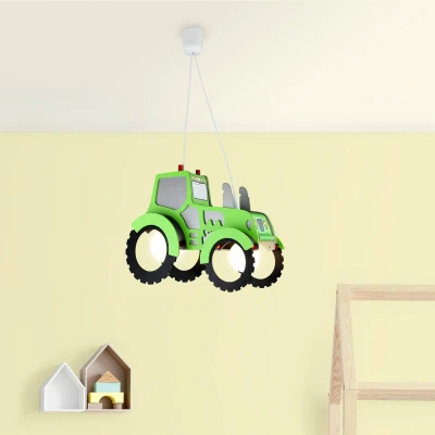 Afbeelding van Elobra Plafondlamp tractorlamp tractor voor jongens kinderkamer hanglamp kinderlamp met E27 fitting, groen, LED