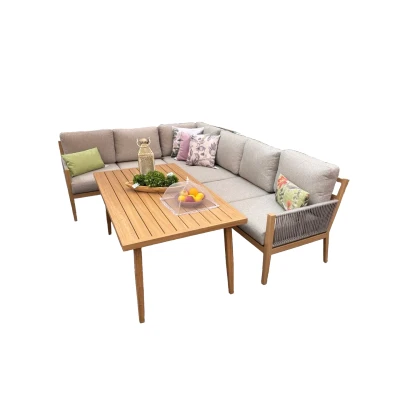 Afbeelding van Sardinia loungeset grijs/teak 5 delig Driesprong collection