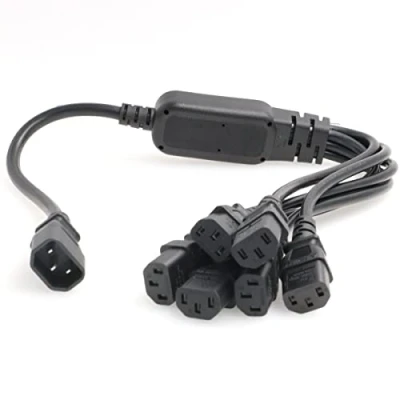 Afbeelding van SZRMCC UPS PDU Server Y Splitter Voedingskabel IEC320 C14 naar 6 x C13 10A 250V Verlengkabel (6xc13 60cm)