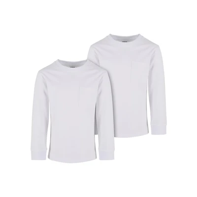 Afbeelding van Urban Classics Heavy Oversized Pocket 2PACK Longsleeve voor kinderen, Maat: 110/116, white