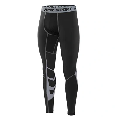 Afbeelding van AMZSPORT Compressie legging voor Heren Sneldrogend Basislaag Opleiding Broek, Zwart XL