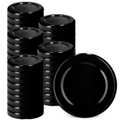 Afbeelding van KADAX Schroefdeksel met diameter van 48 mm, metalen twist off deksel, reservedeksel voor potten en flessen, deksel 4 inkepingen inmaakpotten, zwart, 50 stuks