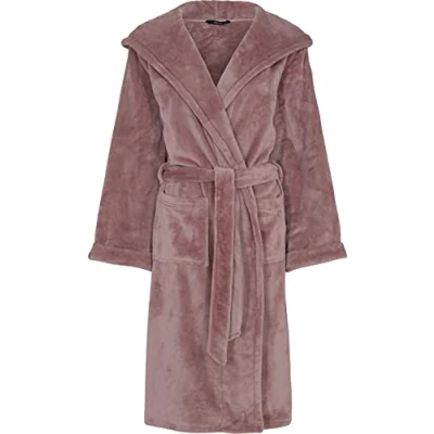 Afbeelding van DECOY Lange damesbadjas met capuchon, Rosé, M