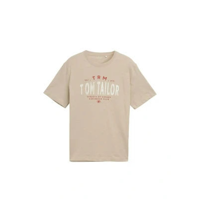 Afbeelding van TOM Tailor Printed SLUB Tshirt print, Heren, Maat: 3XL, Cashew beige