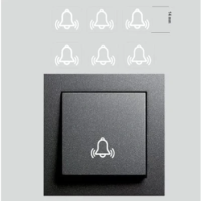 Afbeelding van 6 stuks schakelaarstickers klokken stickers in wit als bel symbool (RP19/1) (20 mm)