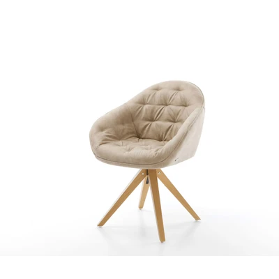 Afbeelding van Draaistoel Gaio Flex houten frame hoekig beige vintage 180 draaibaar