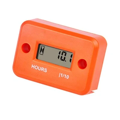 Afbeelding van Jayron Digitale LCD inductieve bedrijfsurenteller, uurteller, waterdicht, voor marineboot, sneeuwblazer, omvormer, generator, grasmaaier en kleine gasmotor (HM006A M4, oranje)