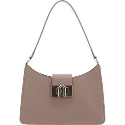 Afbeelding van FURLA Leren Schoudertas 1927 Soft Shoulder Bag Greige Taupe