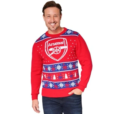 Afbeelding van Arsenal F.C. Kersttruien voor heren en tieners, warme gezellige voetbaltrui M 3XL Arsenaal cadeau mannen (Rood, XL)