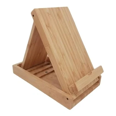 Afbeelding van YISEN Hout bamboe opvouwbare universele multi hoek mobiele telefoon standaard houder, smartphone en tabletstandaard,