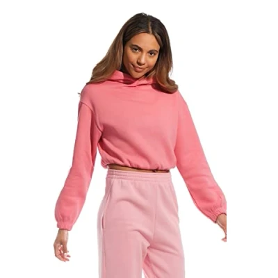Afbeelding van Light &amp; Shade LSLSWT021 Dames Cropped Hooded Top, Dusty Pink, Medium