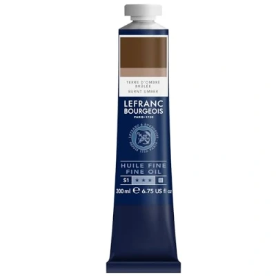 Afbeelding van Lefranc Bourgeois 301848 Fijne olieverf van uitstekende kwaliteit, lichtecht met een gelijkmatige consistentie, tube 200 ml, ideaal voor spieraammen, canvas, schilderbord Verbrande omber