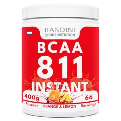 Afbeelding van Bandini® BCAA 8:1:1 POWDER 400 gr Voedingssupplement van vertakte aminozuren in poeder met 8 1 verhouding Pre Intra en Post Workout Sportsupplement Veganistisch Sinaasappel citroensmaak