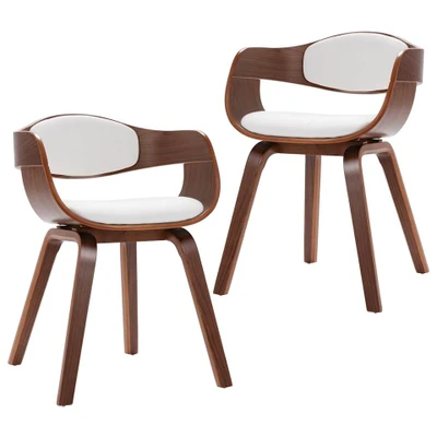 Afbeelding van Eetkamerstoelen 2 st gebogen hout en kunstleer
