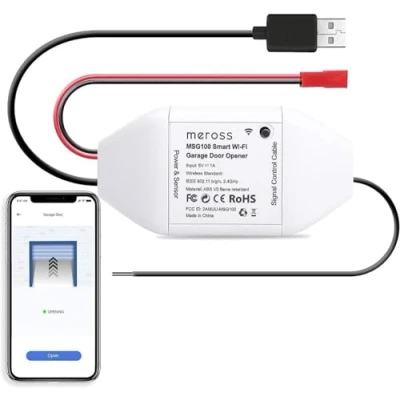 Afbeelding van meross Smart WLAN garagedeuropener, app bediening, compatibel met Alexa, Google Assistant en SmartThings, geen hub nodig, wit