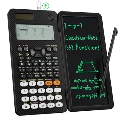 Afbeelding van 991EX 552 Functies Desktop ROATEE Wetenschappelijke Calculator Oplaadbaar &amp; Zonne energie, Multiview 6 Line Display met uitwisbare LCD schrijftablet voor middelbare school afgestudeerde studenten en
