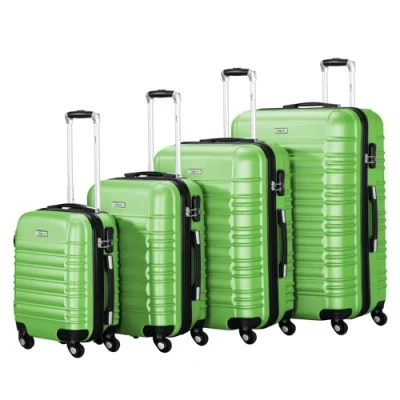 Afbeelding van Zelsius koffer set 4 stuks ABS hardshell met cijferslot, dubbele wielen en binnenscheidingswand handbagagekoffer, delig, trolley, groot, bagageset, groen, S (46 x 34 21 cm)