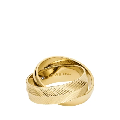 Afbeelding van Fossil Damesring Harlow Interlocking Links Roestvrij Staal Goud, JF048067106, staal, Geen edelsteen
