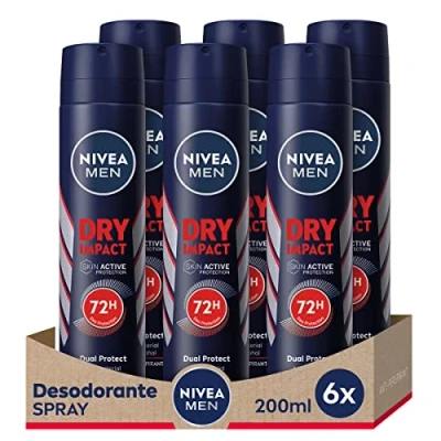 Afbeelding van Nivea Men Spray Dry Impact 200 ml 6 stuks