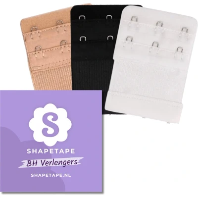 Afbeelding van BH verlengstuk 3 haaks 3Pack zwart, wit, beige accessoires Beha verlenger Bra Extender