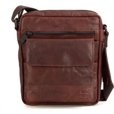 Afbeelding van Spikes &amp; Sparrow Kleine Schoudertas / Crossbody Tas Leer Bronco Bruin