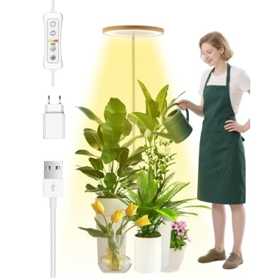 Afbeelding van Groeilamp voor kamerplanten, led groeilamp, volledig spectrum, in hoogte verstelbaar, automatische timer, lage veiligheidsspanning 5 V, ideaal grote lichtplanten