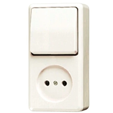 Afbeelding van Jung combinatie stopcontact wissel AP600 creme 646A