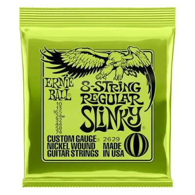 Afbeelding van Ernie Ball 2629 8 String Regular Slinky 10 74 snarenset voor snarige elektrische gitaar