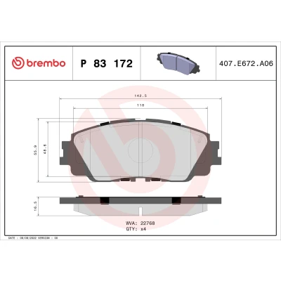 Afbeelding van Brembo Remblokset P 83 172