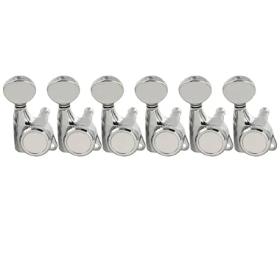 Afbeelding van Musiclily Pro 6 in line Ratio 18:1 Gesloten Gitaar Locking Tuners Stemmechanieken met Vintage Ovale Buttons voor Strat Tele stijl Elektrische Gitaar, Chroom