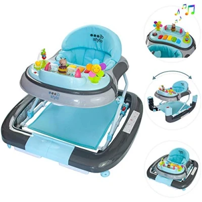 Afbeelding van ib style® Loopstoel Babywalker Baby Loopwagen Looptrainer Speelset en Dienblad Schommelfunctie Muziekfunctie Little World Turkoois