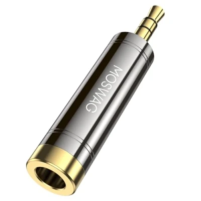 Afbeelding van MOSWAG 6.35&quot; naar 3.5&quot; TRS Hoofdtelefoon adapter (1 Pack) Mannelijk Vrouwelijk Vergulde Adapter, 3.5mm tot 6.35 voor Versterkers, Gitaren, Speakers