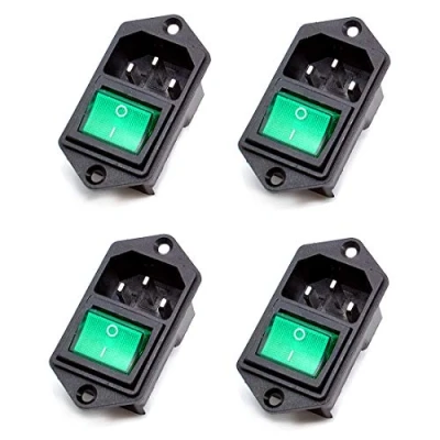 Afbeelding van Oiyagai 4 x IEC320 C14 voedingsmodule, stekker met schakelaar, AC 250 V, 10 A, groen