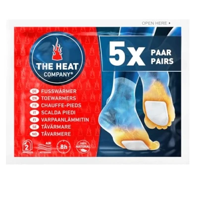 Afbeelding van THE HEAT COMPANY voetwarmer 5 paar EXTRA WARM zelfklevend voetenwarmer 8 uur warme voeten klaar voor gebruik lucht geactiveerd puur natuurlijk alle maten
