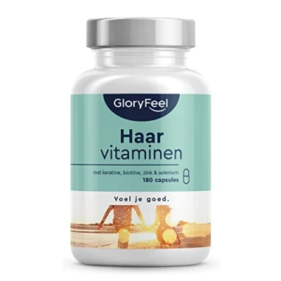 Afbeelding van Haar vitamines 180 Capsules Premium: Hooggedoseerd met keratine, biotine, selenium, zink, gierst extract, bioactieve B vitaminen &amp; meer Laboratorium getest en zonder toevoegingen