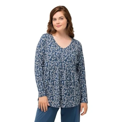 Afbeelding van Ulla Popken Nachtjapon met print voor dames, blauw, 46/48