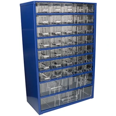 Afbeelding van KOTARBAU® Werkplaats opbergdoos met schuifladen 306 x 460 155 sorteerdoos 35K2M1G magazijn voor kleine onderdelen, metaal, blauw