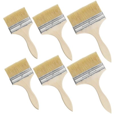 Afbeelding van Kurtzy Herbruikbare Verfkwasten (6 Pak) Set van 3 Kwastmaten 10,16 15,24 cm voor Vieze Klusjes die Chip Painting, Siliconen, Gesso, Stainen, Vernissen en Lijmen Bevatten