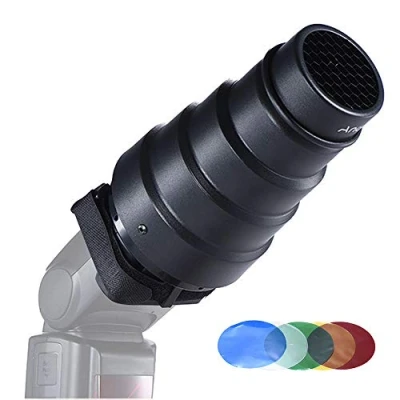 Afbeelding van Andoer Conische Snoot met Grid Kleurfilter voor YongNuo YN 560 II YN600EX RT 568EX YN685 Godox Neweer On camera Flash Speedlite