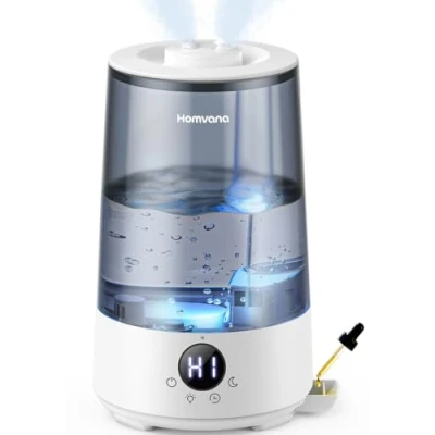 Afbeelding van Homvana Luchtbevochtiger voor slaapkamer, 3.6Liter Cool Mist Top Fill, 23dB Stille Werking(SilentSpray Tech), Aromadiffuser Babykamer, 34uur looptijd, Auto Diffuser, 7Colors nachtlampje, BPA Free