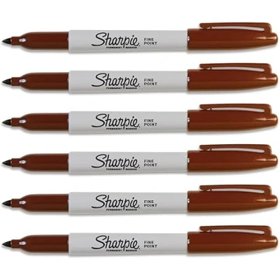 Afbeelding van Sharpie Fine Point Permanente Marker Pen Bruin 6 Pack